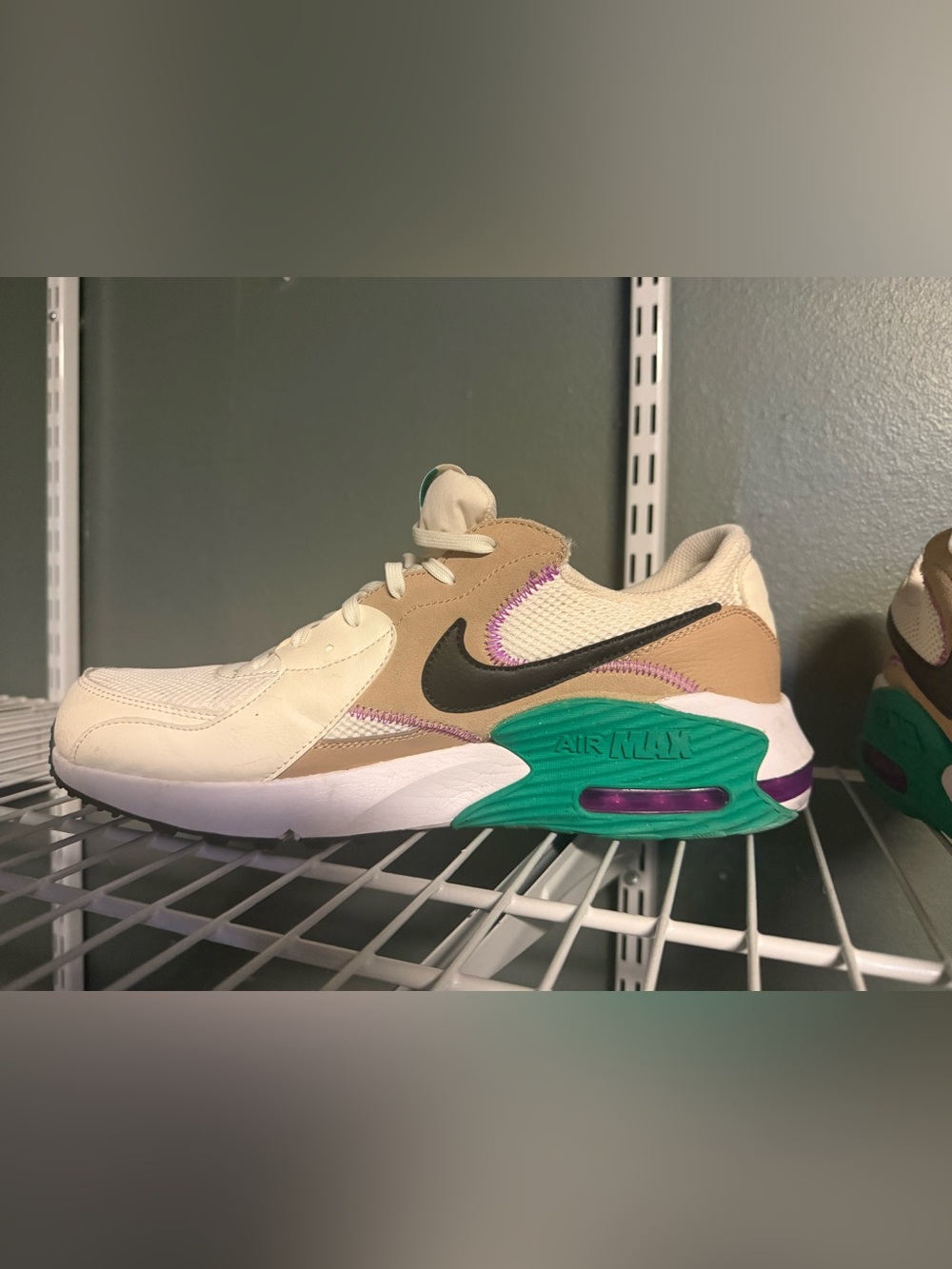 Nike Men’s Air Max Sneaker in Cream, Tan, Black and Green